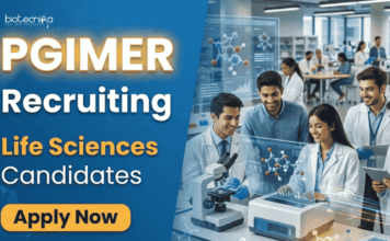 PGIMER Recruitment 2026 – Biotech, Micro & Related Life Sciences Eligible PGIMER Recruitment 2026 for SRF and Project Associate positions. Apply Now for Life Sciences, Biotechnology and Microbiology Research jobs.