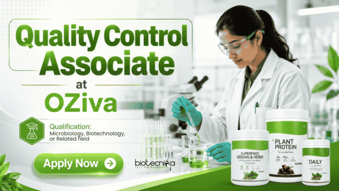 QC Jobs at OZiva Apply for Quality Control Associate Jobs in Mumbai - Biotechnology and Microbiology Candidates are Eligible.