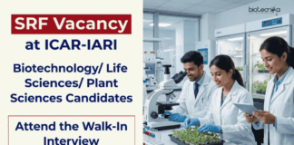 ICAR-IARI Recruitment – SRF Vacancy in Life Sciences, Walk-In ICAR-IARI Recruitment 2026 invites applications for SRF Vacancy in Life Sciences Research. Attend walk-in interview.