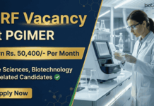 Rs. 50,400/- Per Month Salary at PGIMER Recruitment – Life Sciences Grads Apply Now PGIMER Recruitment 2026 invites applications for Senior Research Fellow Positions. Apply Now for Life Sciences Research Opportunities.