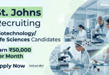 Rs. 50,000/- Per Month Pay at St. Johns – Life Sciences Jobs, Apply St Johns Recruitment invites applications for Biochemist positions. Apply for Life Sciences Research Jobs with ₹50,000 salary.