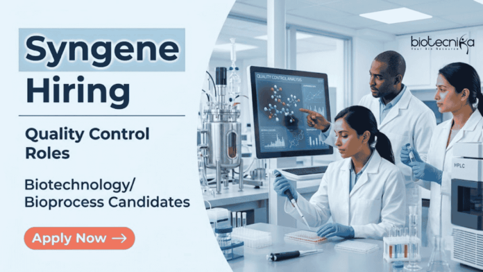 Syngene (4) Apply for Syngene Career Opportunities in Bangalore. QC Jobs for Biotechnology professionals in Biologics Quality Control and Testing.