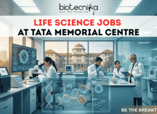 Tata Memorial Centre Life Science Job Vacancy for MSc Biotech Candidates Tata Memorial Centre Life Science Job Vacancy for MSc Biotech Candidates. Apply for Life Science Jobs at Tata Memorial Centre. Trial Coordinator vacancy for Life Sciences, Biotech, Zoology, And Botany candidates.