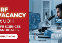 JRF Vacancy at University of Hyderabad – Life Sciences Grads Apply Now Apply for UOH Recruitment 2026. JRF Vacancy for Biotechnology Careers under a DBT-funded project at the University of Hyderabad.
