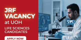 Apply for UOH Recruitment 2026. JRF Vacancy for Biotechnology Careers under a DBT-funded project at the University of Hyderabad.