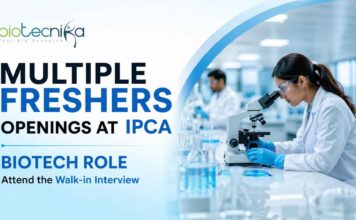 Freshers Walk-In Interview 2026 :Multiple Openings at Ipca Laboratories Multiple Freshers Openings at Ipca | Biotech Role | Walk-in