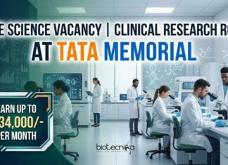 TATA MEMORIAL Careers 2026: Clinical Research Coordinator Vacancy | Life Science Role Life Science Vacancy at TATA MEMORIAL | Clinical Research Role