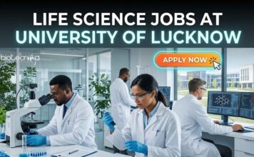 University of Lucknow Project Assistant Recruitment 2026 | Life Science Jobs Opportunity Life Science Jobs at University of Lucknow | Candidates Apply now