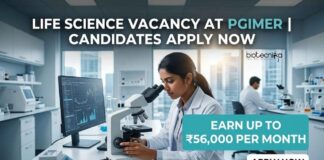 ₹56,000 Salary for Life Science Candidates | Research Scientist Role | PGIMER Recruitment 2026 Life Science Vacancy at PGIMER | Candidates Apply Now