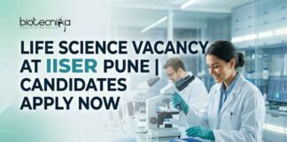 IISER Research Associate Vacancy 2026 | Life Science Researchers Apply Now Life Science Vacancy at IISER | Candidates Apply Now