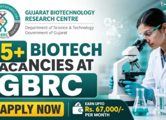 25+ Biotech & Life Science Openings Announced at GBRC | Upto ₹67,000/ Month Salary Multiple Biotech Vacancies at GBRC | Candidates Apply Now