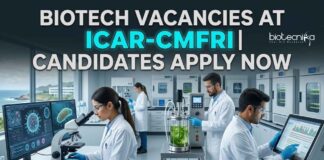 ICAR-CMFRI Recruitment 2026: JRF & Project Assistant Biotech Vacancies Biotech Vacancies at ICAR-CMFRI | Apply Now