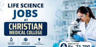 Rs. 73,700 Per Month! Christian Medical College Recruitment 2026 | Invites Life Science Candidates Life Science Jobs at Christian Medical College | Apply Now