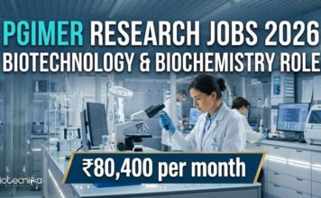 Upto ₹80,400 per month PGIMER Research Jobs 2026 : Biotechnology & Biochemistry Candidates Apply Biotechnology Jobs at PGIMER | Candidates Apply Now