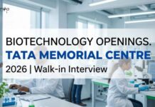 Biotechnology Openings at Tata Memorial Centre 2026 | Research Associate Walk-in Interview Biotechnology Vacancy at Tata Memorial Centre | Apply Now