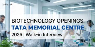 Biotechnology Openings at Tata Memorial Centre 2026 | Research Associate Walk-in Interview Biotechnology Vacancy at Tata Memorial Centre | Apply Now