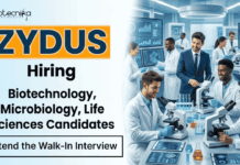 Life Sciences Jobs at Zydus – Attend the Walk-In Interview Life Sciences Jobs at Zydus Lifesciences Ahmedabad: Explore Zydus Career opportunities in Vaccine Manufacturing, QC, and Biotech Roles.