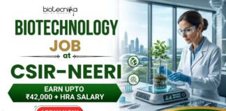 ₹42,000 + HRA Salary! Biotechnology Job at CSIR-NEERI | Applications Invited Apply for CSIR-NEERI Careers Senior Project Associate Job with ₹42,000 salary plus HRA. Excellent Biotechnology Job.