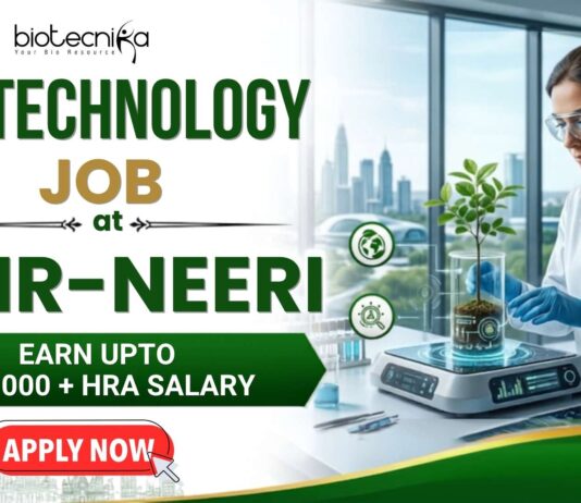 Apply for CSIR-NEERI Careers Senior Project Associate Job with ₹42,000 salary plus HRA. Excellent Biotechnology Job.