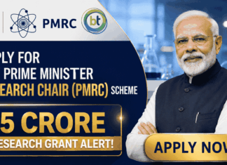 Prime Minister Research Chair (PMRC) ₹5 Crore Research Grant 2026 – Apply Now ₹5 Crore Research Grant Alert! Apply for The Prime Minister Research Chair (PMRC) Scheme 2026 (1)