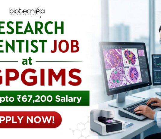 ₹67,200 Salary Project Research Scientist Job at SGPGIMS – Apply Online Here Apply for SGPGIMS Careers Project Research Scientist Job with salary up to ₹67,200 per month. Life Science Research Job
