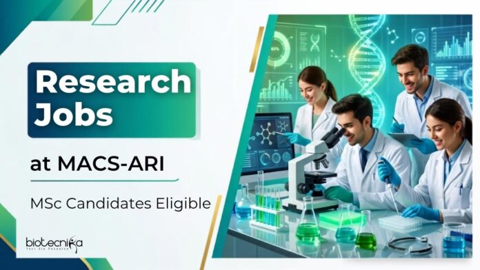 Biochemistry Research Jobs Explore Biochemistry Research Jobs at ARI Pune Recruitment. Apply for Junior Research Fellow Role & Work on Pharmacological Formulations.