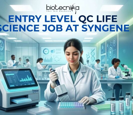 Entry Level QC Life Science Job at Syngene | Apply Online Here