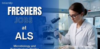 Freshers Job Alert at ALS!! Microbiology & Biotech Eligible ALS invites applications in Bengaluru. Microbiology and Biotechnology Candidates Apply Now for Freshers Jobs & Launch Your Career.