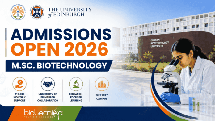 GBU MSc Admissions (2) MSc Biotechnology Admission 2026-27 at Gujarat Biotechnology University (GBU)