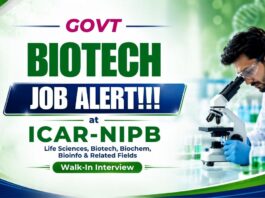 Explore Young Professional Jobs under ICAR-NIPB Recruitment and Attend the Walk-In for a Role in Life Sciences and Biotechnology!