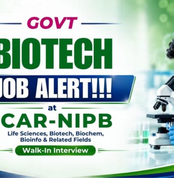 Govt Biotech & Life Sciences Jobs at ICAR | Young Professional Recruitment Explore Young Professional Jobs under ICAR-NIPB Recruitment and Attend the Walk-In for a Role in Life Sciences and Biotechnology!