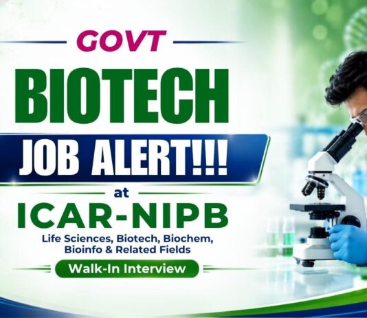 Explore Young Professional Jobs under ICAR-NIPB Recruitment and Attend the Walk-In for a Role in Life Sciences and Biotechnology!