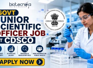 Govt Junior Scientific Officer Job at CDSCO With Salary Upto ₹1.51 Lakh | Apply Now!
