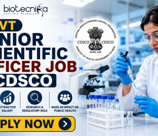 Govt Junior Scientific Officer Job at CDSCO With Salary Upto ₹1.51 Lakh | Apply Now!