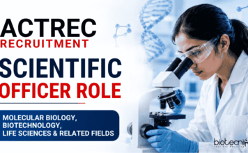 Govt Life Sciences Jobs at ACTREC | Walk-In for Entry-Level Roles ACTREC Recruitment 2026 Announced Scientific Officer Vacancy. Biotechnology Career Aspirants Apply Now for Govt Life Sciences Jobs.