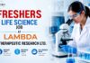Freshers Hiring at Lambda: Jobs for Life Science Graduates Life Science Freshers Job at Lambda | Candidates Apply Now