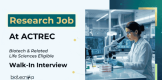 ACTREC Recruitment in Biotech, Microbio & Life Sciences – Attend the Walk-In Apply for ACTREC Recruitment 2026. Those who are seeking Career in Life Sciences Explore this Govt Research Jobs.