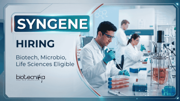 Life Sciences Jobs at Syngene (2) Apply for Syngene Career Scientist Upstream Development role in Bangalore. Biotechnology and Life Sciences Jobs in Biopharmaceutical R&D.