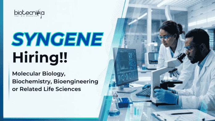 Life Sciences Jobs at Syngene Apply for Syngene Career Opportunities in Bangalore. Explore Life Sciences Jobs in Molecular Biology Research.