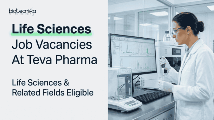 Life Sciences Jobs at TEVA (1) Apply for Teva Careers 2026. Explore Life Sciences Jobs in QA/QC Roles in Bangalore. Check Eligibility Today.