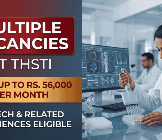 Govt Research Jobs at THSTI with Up to Rs. 56,000/- Salary Per Month | Walk-In THSTI Recruitment 2026 offers Govt Research Jobs for Life Sciences Career Aspirants through Walk-In Interviews.