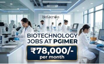 ₹78,000/- per month Salary at PGIMER 2026 – Biotechnology Careers | Apply Now Biotechnology Jobs at PGIMER | Candidates Apply Now