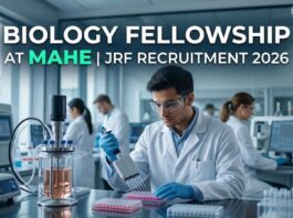 Biology Fellowship at MAHE | JRF Recruitment 2026 