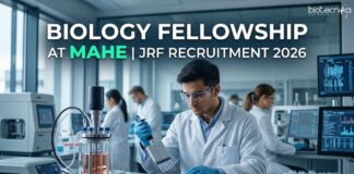 MAHE JRF Recruitment 2026 for Biology & Life Sciences Biology Fellowship at MAHE | JRF Recruitment 2026