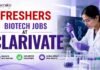 Freshers Research Vacancy at Clarivate | Biotech Candidates Apply Now Freshers Biotech Jobs at Clarivate | Candidates Apply Now
