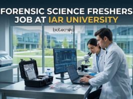 Forensic Science Freshers Job at IAR University | Graduates Apply