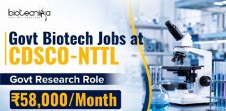 Biotech Jobs at CDSCO-NTTL | Govt Research Role